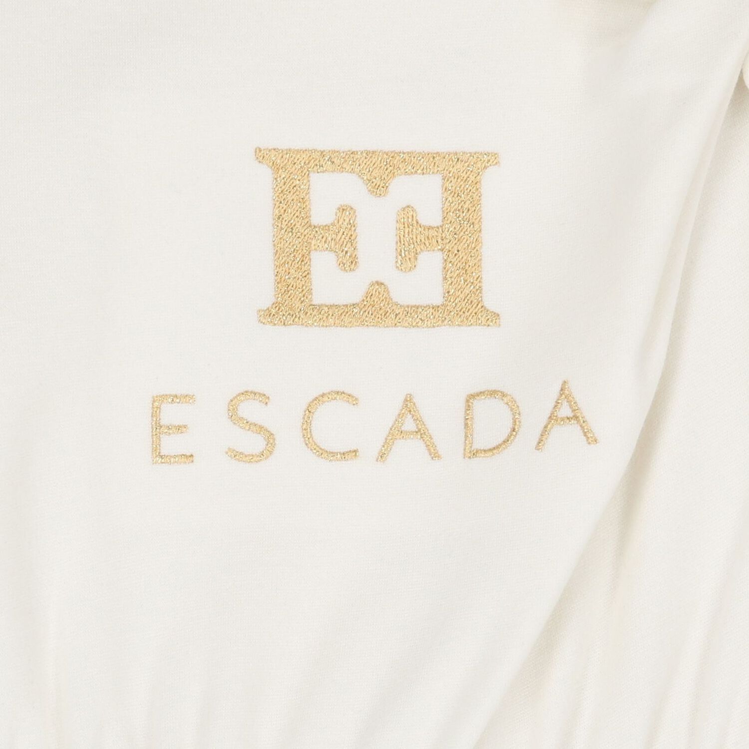 Younger Girls Ivory & Gold Logo Dress, 1, hi-res