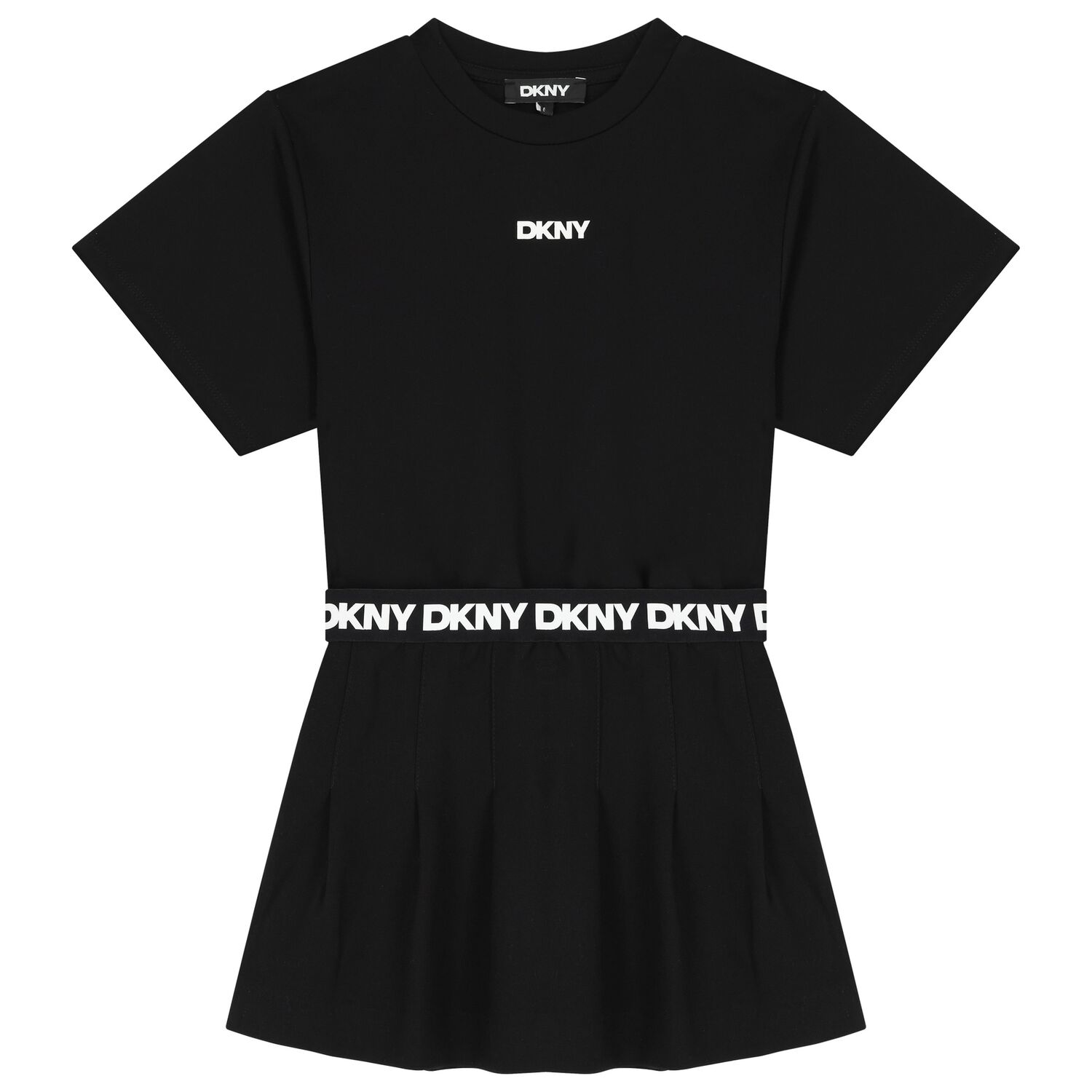 فستان بنات بالشعار باللون الأبيض و الأسود, 1, hi-res