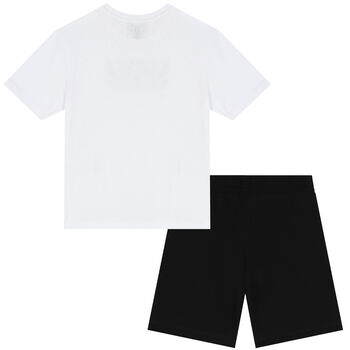Boys Black & White Logo Shorts Set