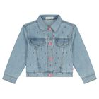 Girls Blue Denim Rhinestones Jacket, 1, hi-res
