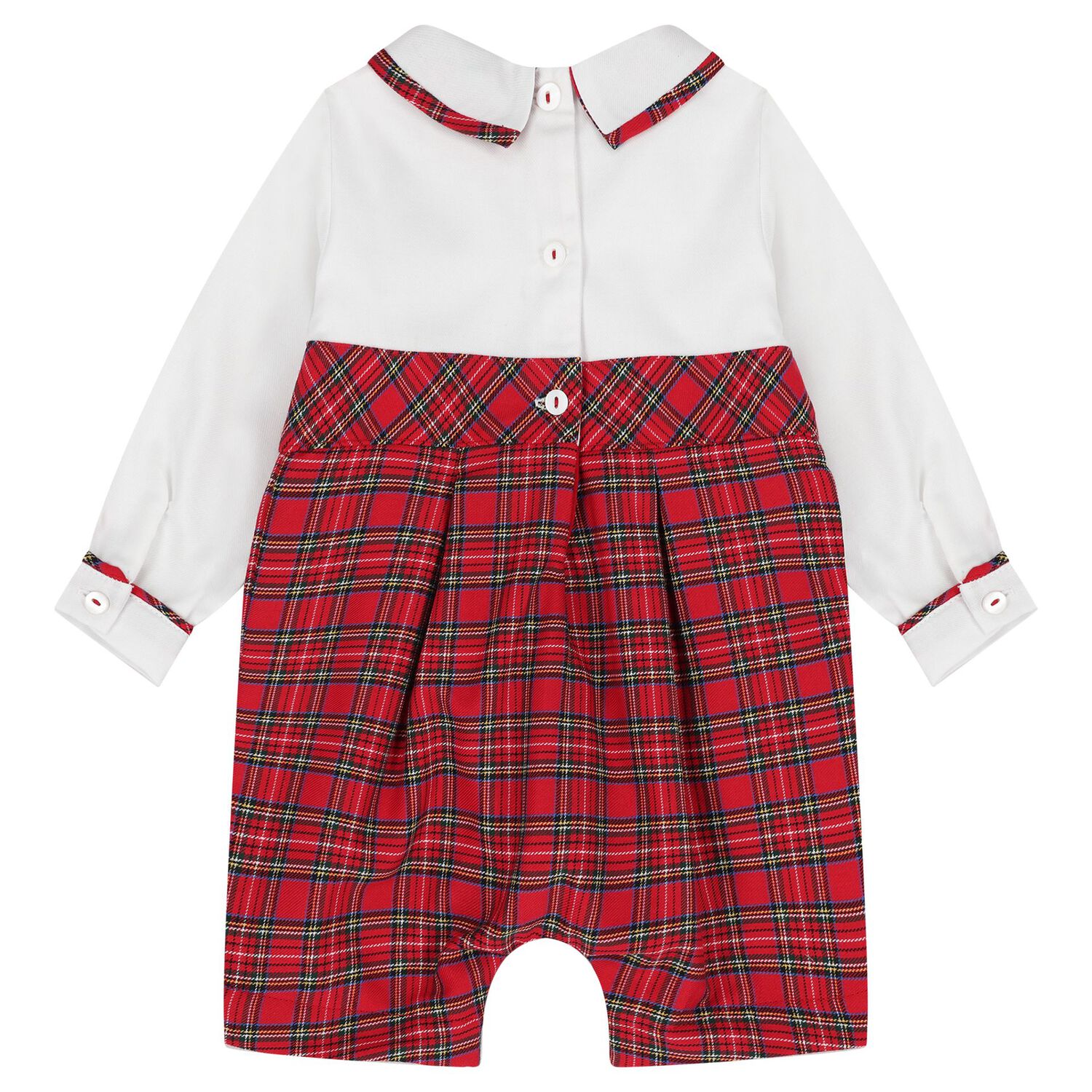 Baby Boys White & Red Tartan Romper, 1, hi-res