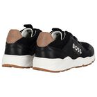 Boys Black Logo Trainers, 1, hi-res