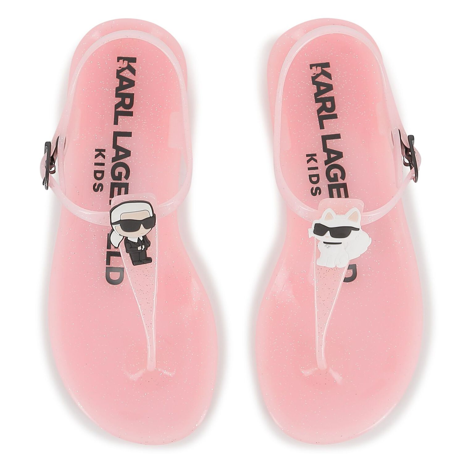 Girls Pink Karl & Choupette Jelly Sandals, 1, hi-res