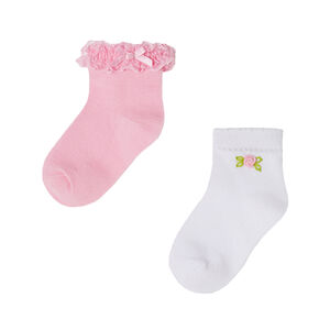 Baby Girls White & Pink Socks ( 2-Pack )