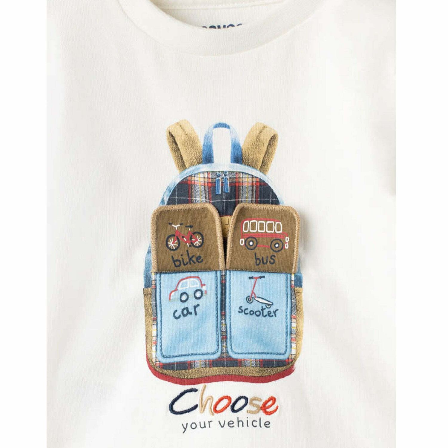 Younger Boys Ivory Bag Long Sleeve Top, 1, hi-res image number null