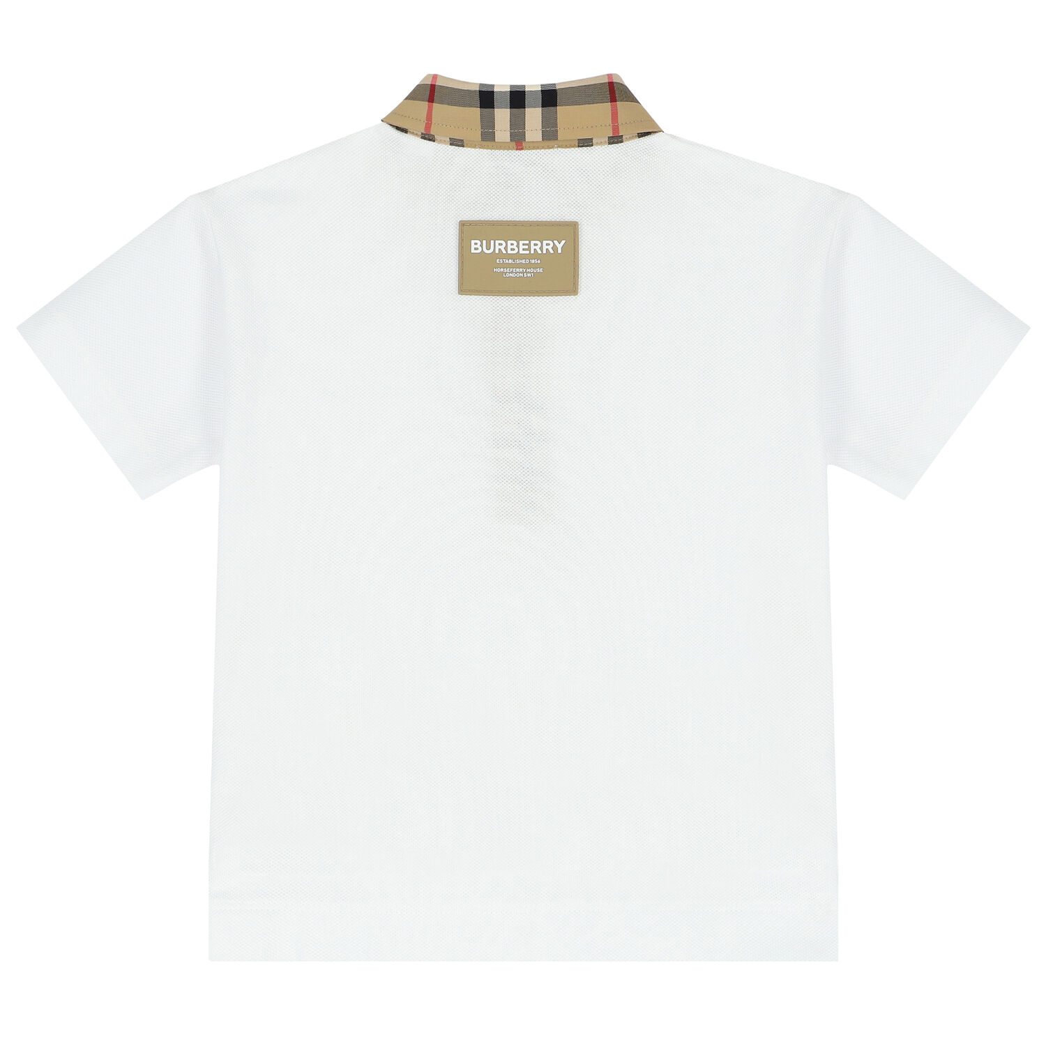 Younger Boys White Checkered Polo Shirt, 1, hi-res image number null