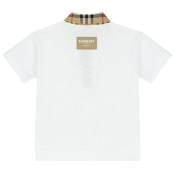 Younger Boys White Checkered Polo Shirt