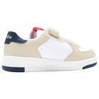 Boys White & Beige Logo Trainers, 1, hi-res
