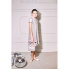 Girls Gold Bow Dress, 1, hi-res