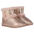 Younger Girls Rose Gold Faux Leather Boots, 4, hi-res