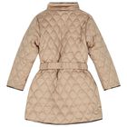 Girls Beige Puffer Coat, 1, hi-res