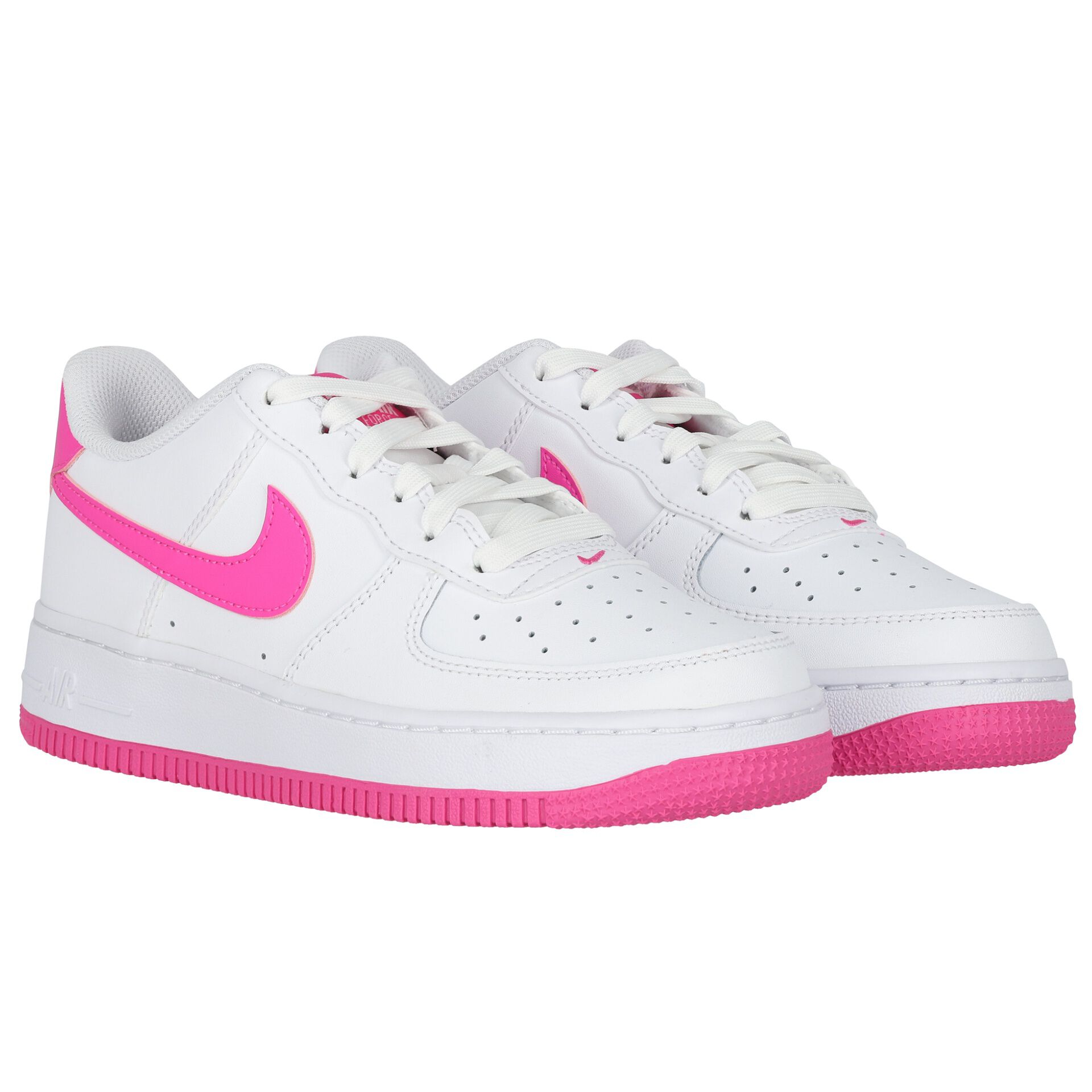 Nike Kids Girls White Pink Air Force 1 Trainers Junior Couture UAE