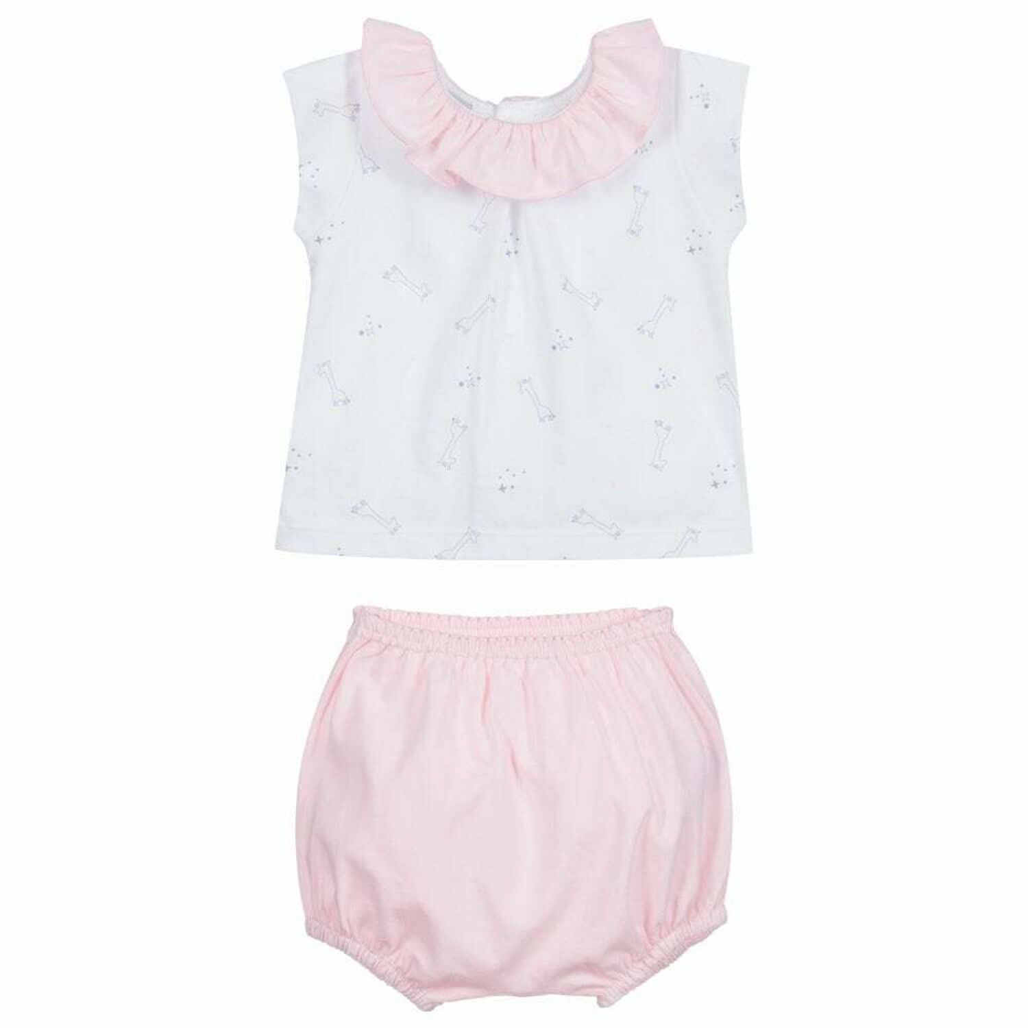 Baby Girls White & Pink Shorts Set, 1, hi-res