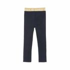 Girls Navy Blue and Gold Leggings, 1, hi-res