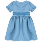 Girls Blue Bow Dress, 1, hi-res