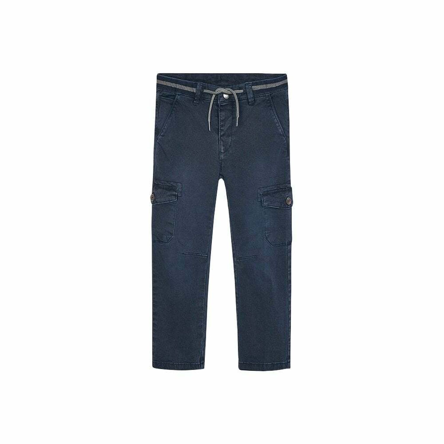 Boys Navy Blue Cargo Trousers, 1, hi-res