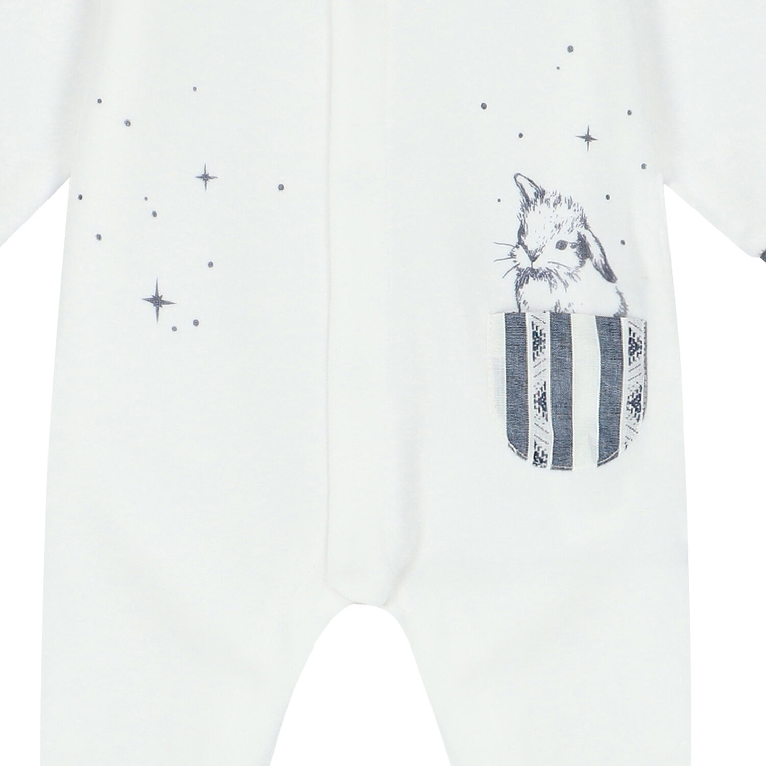 Baby Boys White & Navy Blue Bunny Babygrow, 3, hi-res