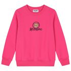 Girls Pink Teddy Bear Logo Sweatshirt, 4, hi-res