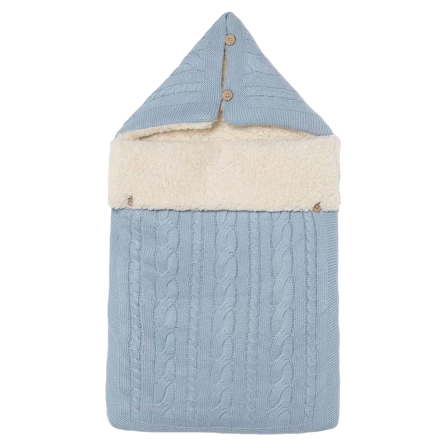 Baby Boys Blue & Ivory Cable Knit Nest, 3, hi-res