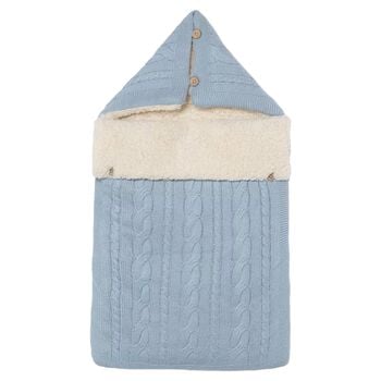 Baby Boys Blue & Ivory Cable Knit Nest
