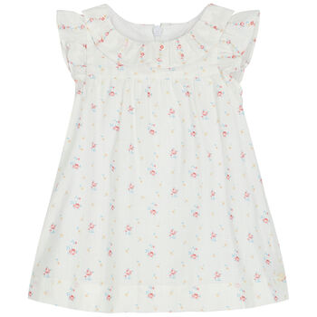 Younger Girls White Floral Dress