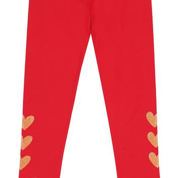 Girls Red Heart Leggings