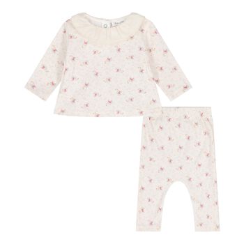 Baby Girls Pale Pink Floral Leggings Set