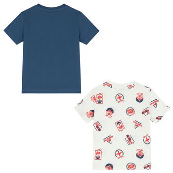Boys White & Blue T-Shirts ( 2-Pack )