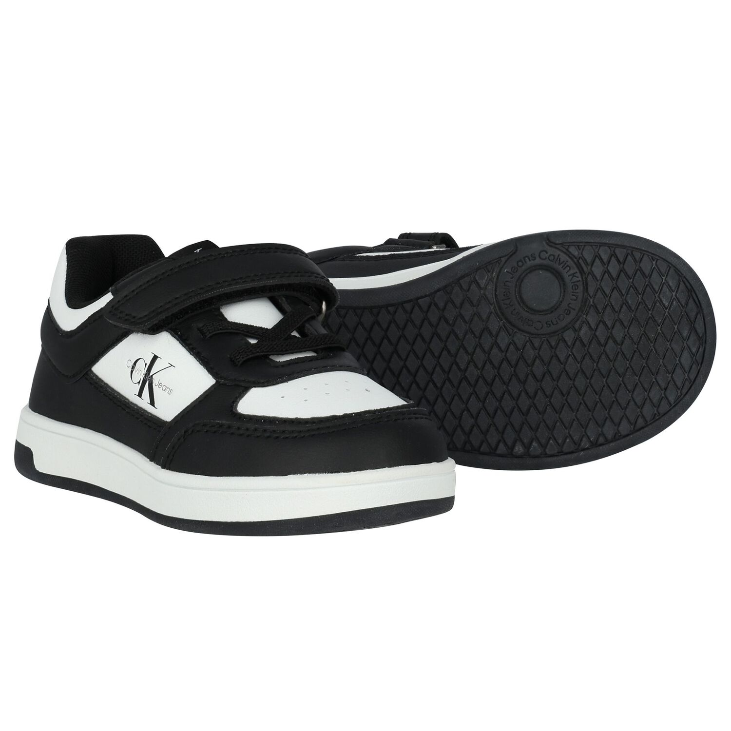 Boys Black & White Logo Trainers, 1, hi-res