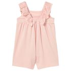 Younger Girls Pink Crotchet Jumpsuit, 1, hi-res