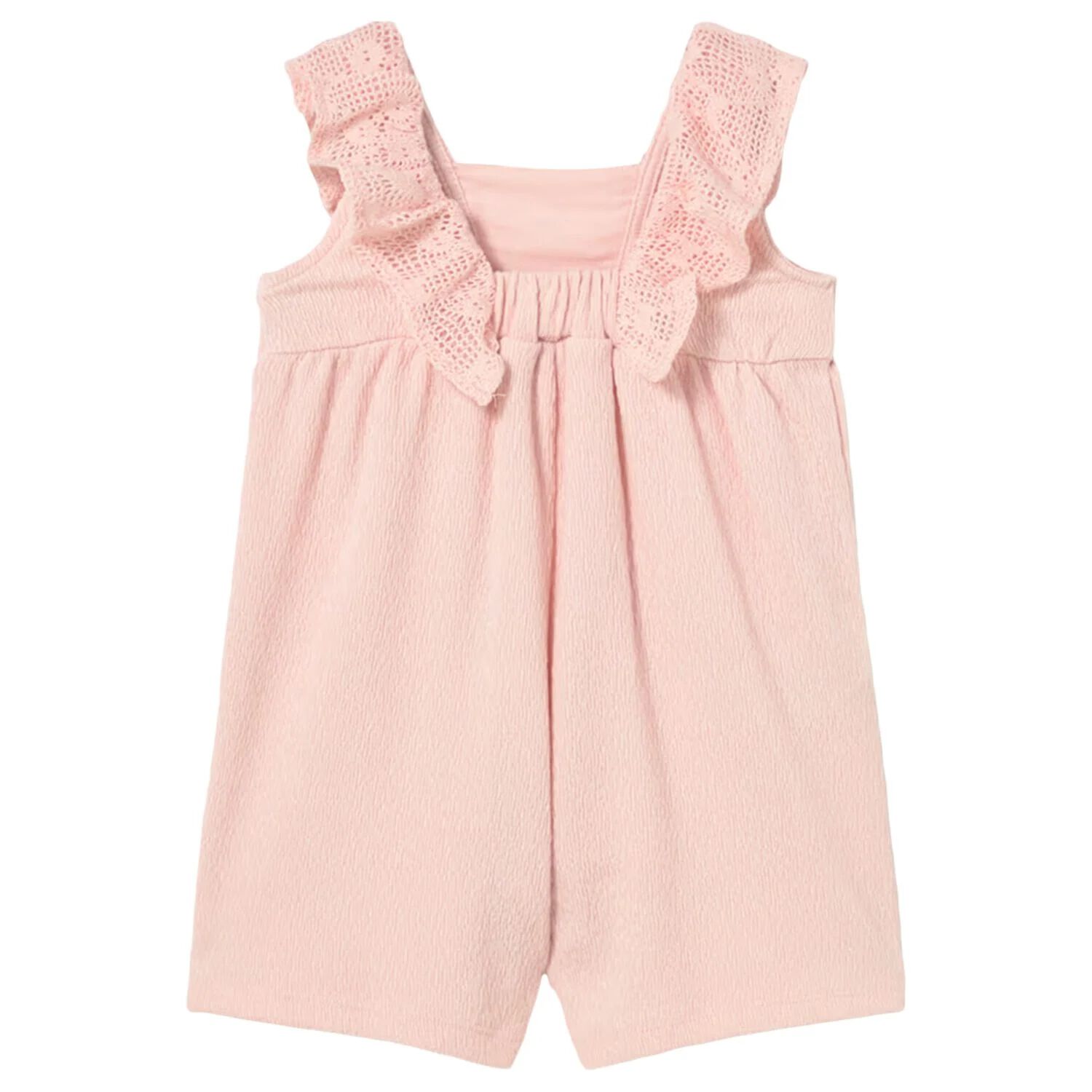 Younger Girls Pink Crotchet Jumpsuit, 1, hi-res