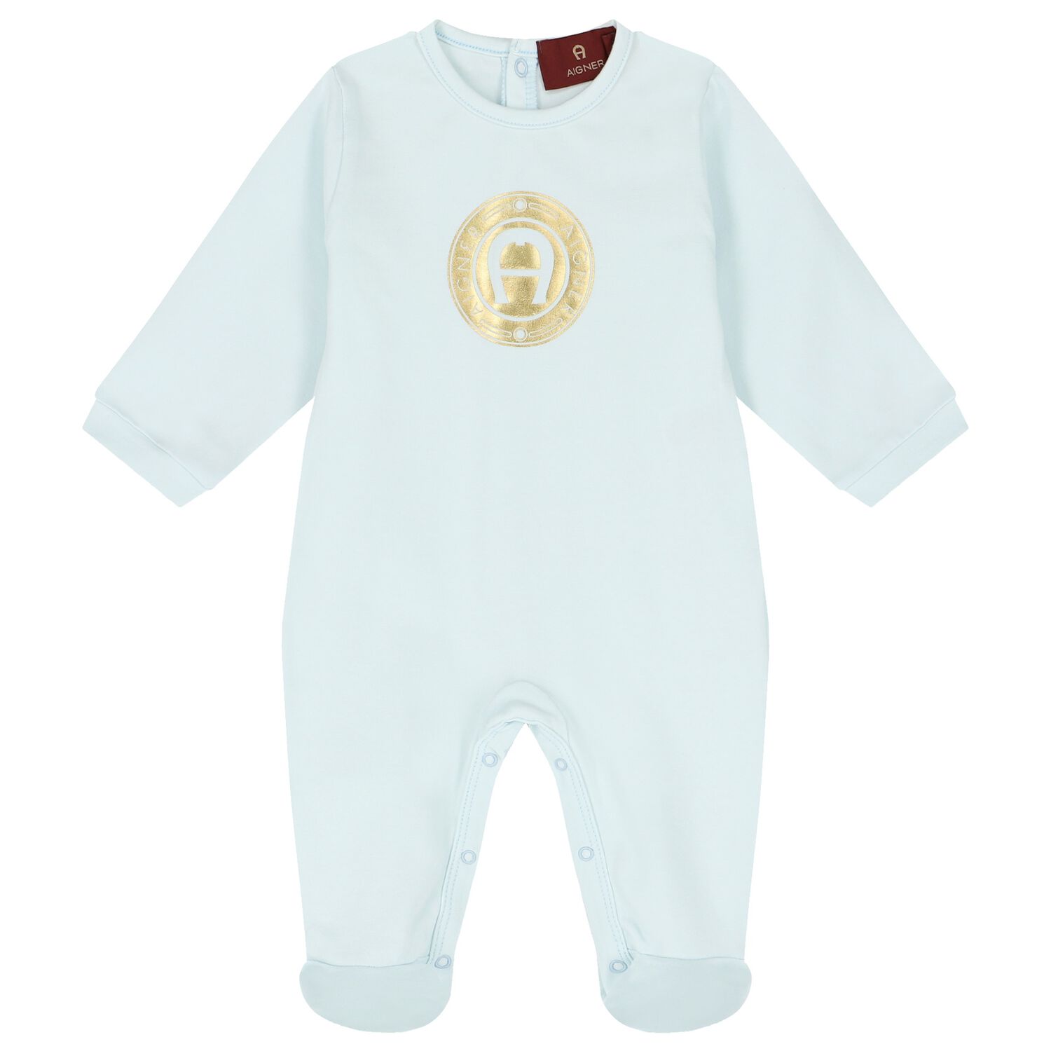 Baby Boys Blue & Gold Logo Babygrow, 2, hi-res