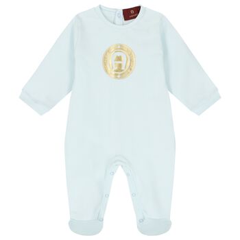 Baby Boys Blue & Gold Logo Babygrow