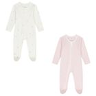 Baby Girls White & Pink Babygrows ( 2 Pack ), 5, hi-res