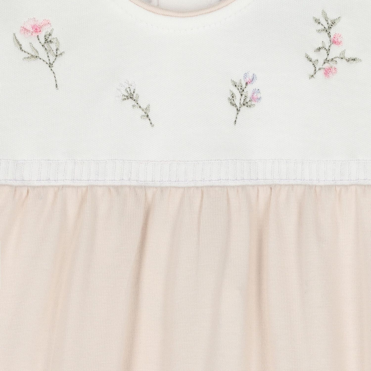 Baby Girls White & Beige Floral Babygrow, 1, hi-res