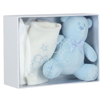 Baby Boys White & Blue Gift Set