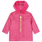 Girls Pink Gingham Logo Hooded Puffer Coat, 1, hi-res