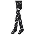 Girls Black Floral Tights, 1, hi-res