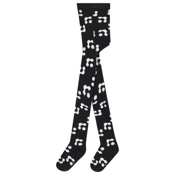 جوارب بنقشة الزهور باللون الاسود للبنات