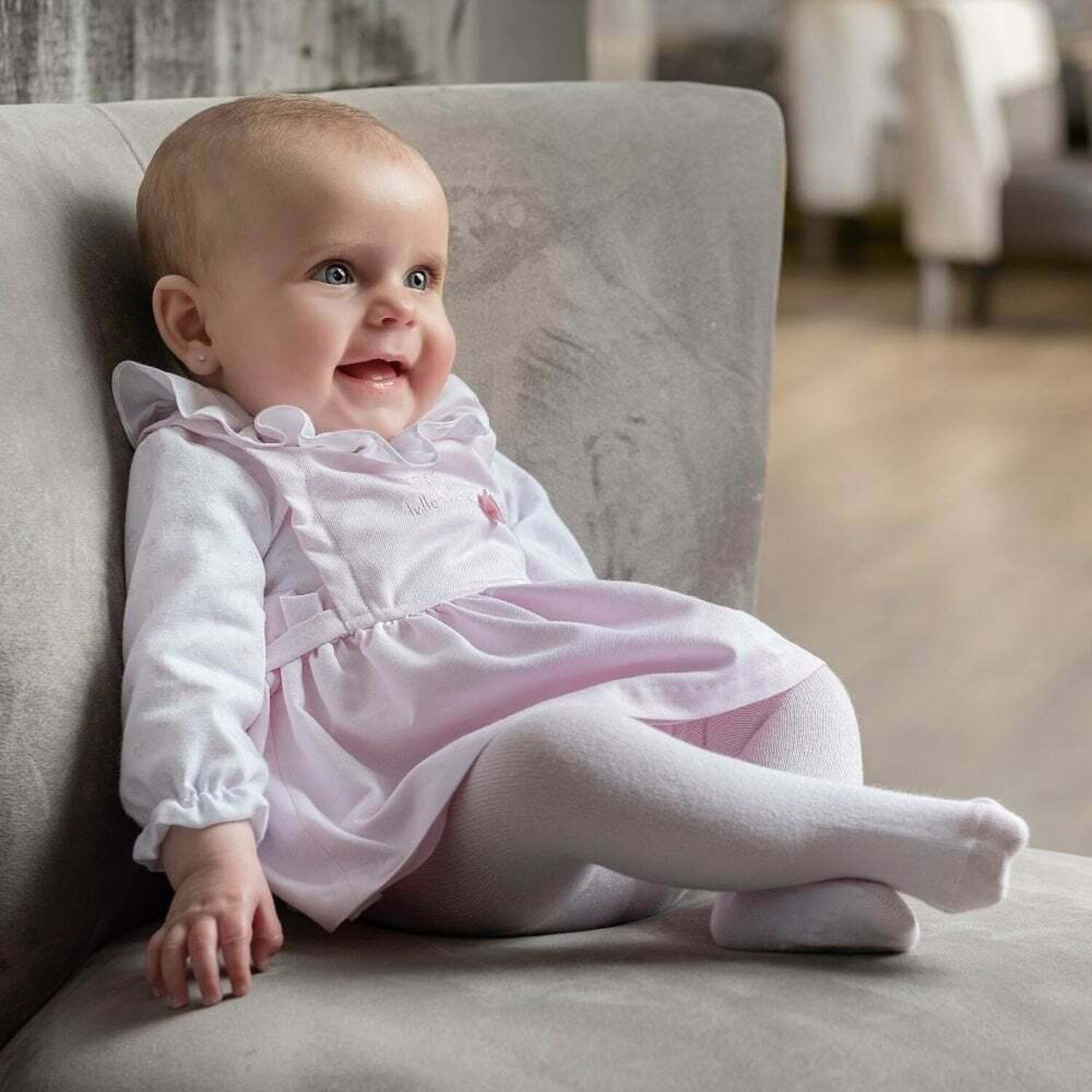 Girls White & Pink Dress Set, 1, hi-res