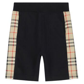 Boys Black & Beige Shorts