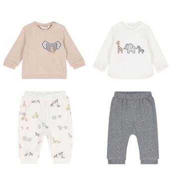 Baby Boys Beige, Grey & Ivory Tracksuits ( 2-Pack )