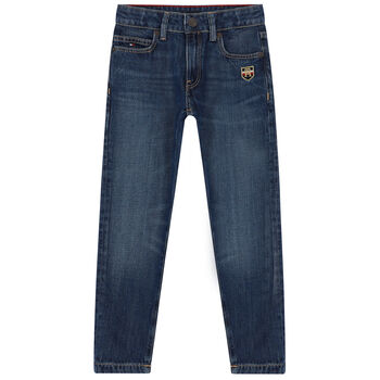 Boys Blue Denim Logo Jeans