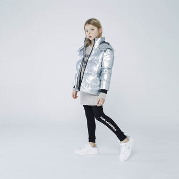 Girls Black Logo Leggings