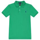 تيشيرت بولو أولاد بالشعار باللون الأخضر, 1, hi-res