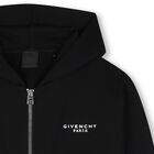 Black Logo Hooded Zip Up Top, 1, hi-res