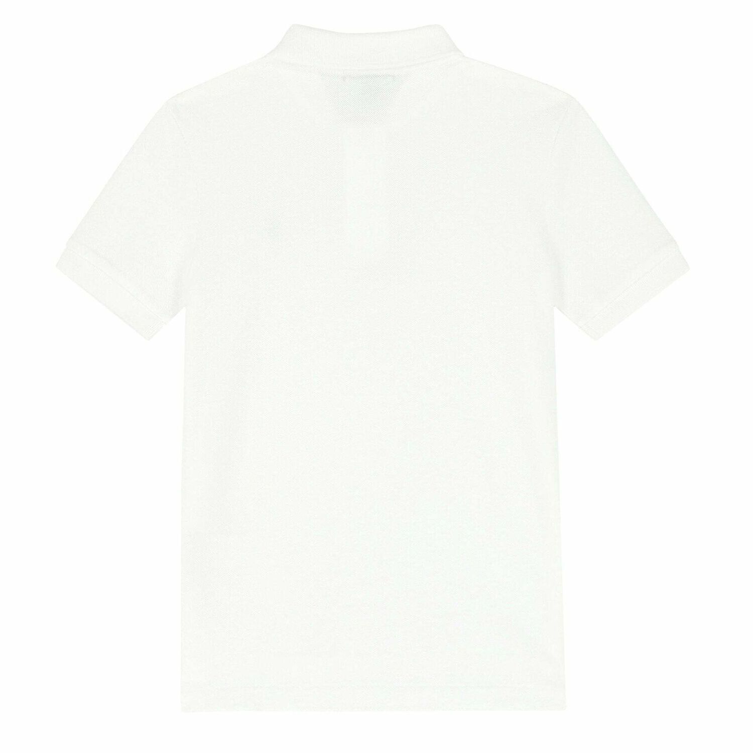 Boys White Slim Fit Logo Polo Shirt, 1, hi-res