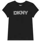 تيشيرت بنات بالشعار باللون الاسود , 1, hi-res