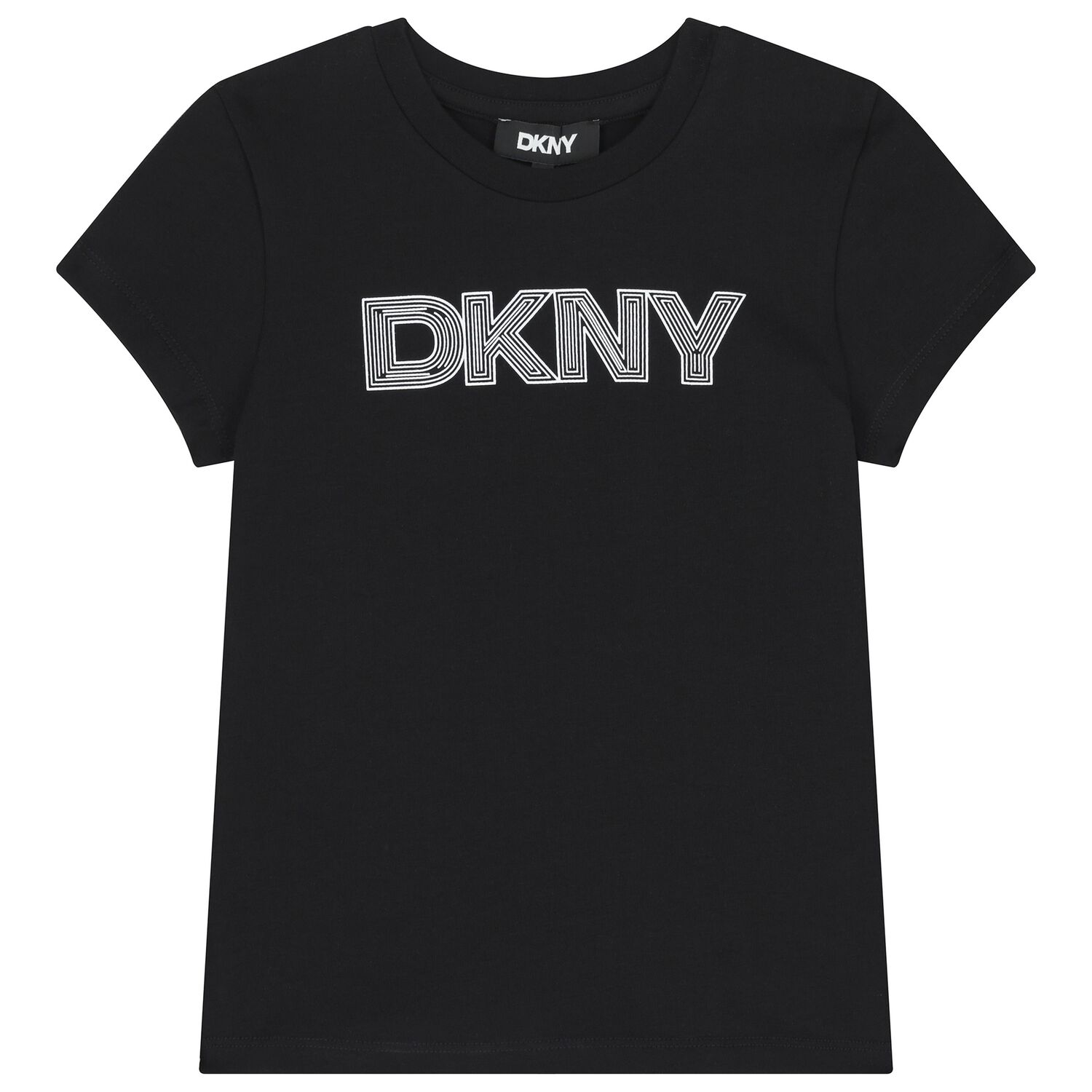 تيشيرت بنات بالشعار باللون الاسود , 1, hi-res