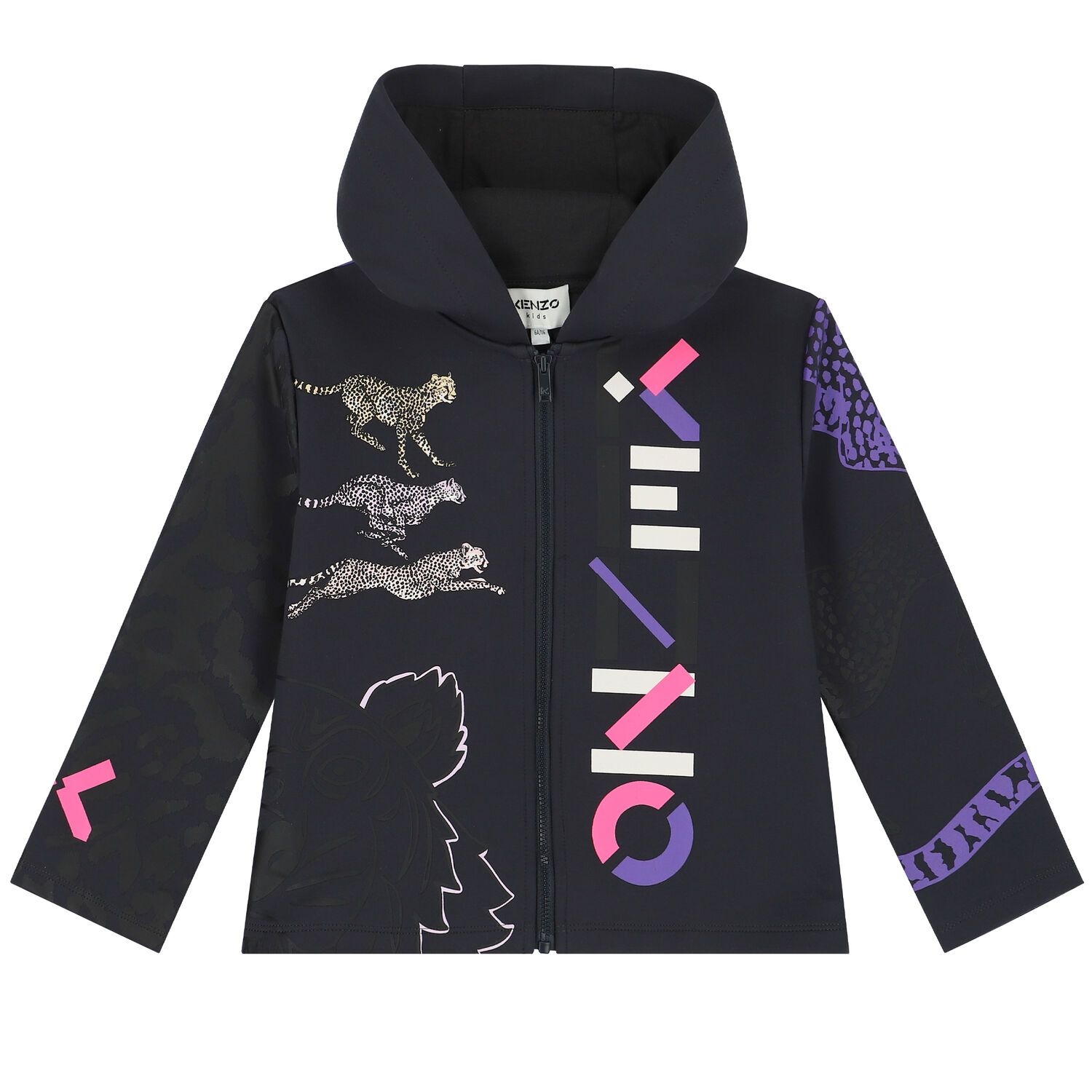 Girls Grey Logo Zip Up Top, 1, hi-res